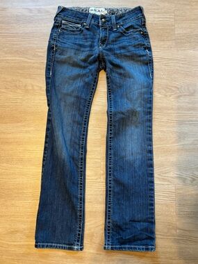 Ariat Women’s Sz 27 S Low Rise Straight Leg REAL Denim Jeans Western Dark Wash